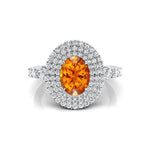 Triple Halo Diamond Oval Cut Citrine Cocktail Ring - GeumJewels