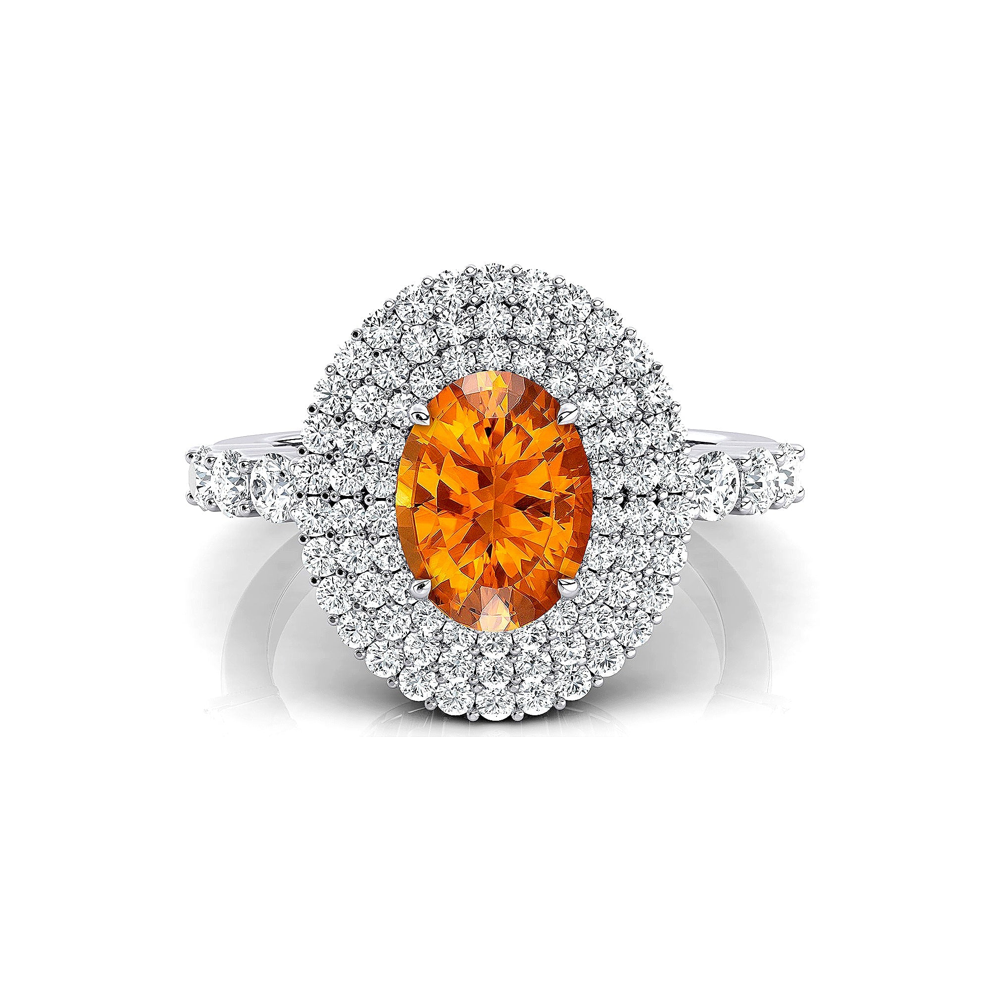 Triple Halo Diamond Oval Cut Citrine Cocktail Ring - GeumJewels