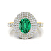 Triple Halo Diamond Oval Cut Emerald Cocktail Ring - GeumJewels