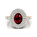 Triple Halo Diamond Oval Cut Garnet Cocktail Ring - GeumJewels