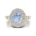 Triple Halo Diamond Oval Cut Moonstone Cocktail Ring - GeumJewels