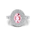 Triple Halo Diamond Oval Cut Morganite Cocktail Ring - GeumJewels