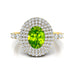 Triple Halo Diamond Oval Cut Peridot Cocktail Ring - GeumJewels