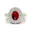 Triple Halo Diamond Oval Cut Ruby Cocktail Ring - GeumJewels