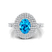 Triple Halo Diamond Oval Cut Swiss Blue Topaz Cocktail Ring - GeumJewels