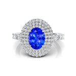 Triple Halo Diamond Oval Cut Tanzanite Cocktail Ring - GeumJewels