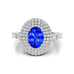 Triple Halo Diamond Oval Cut Tanzanite Cocktail Ring - GeumJewels