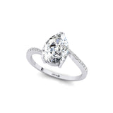 Twisted Up Down Band Pear Shaped Lab Diamond Ring with Accent Diamonds - GeumJewels