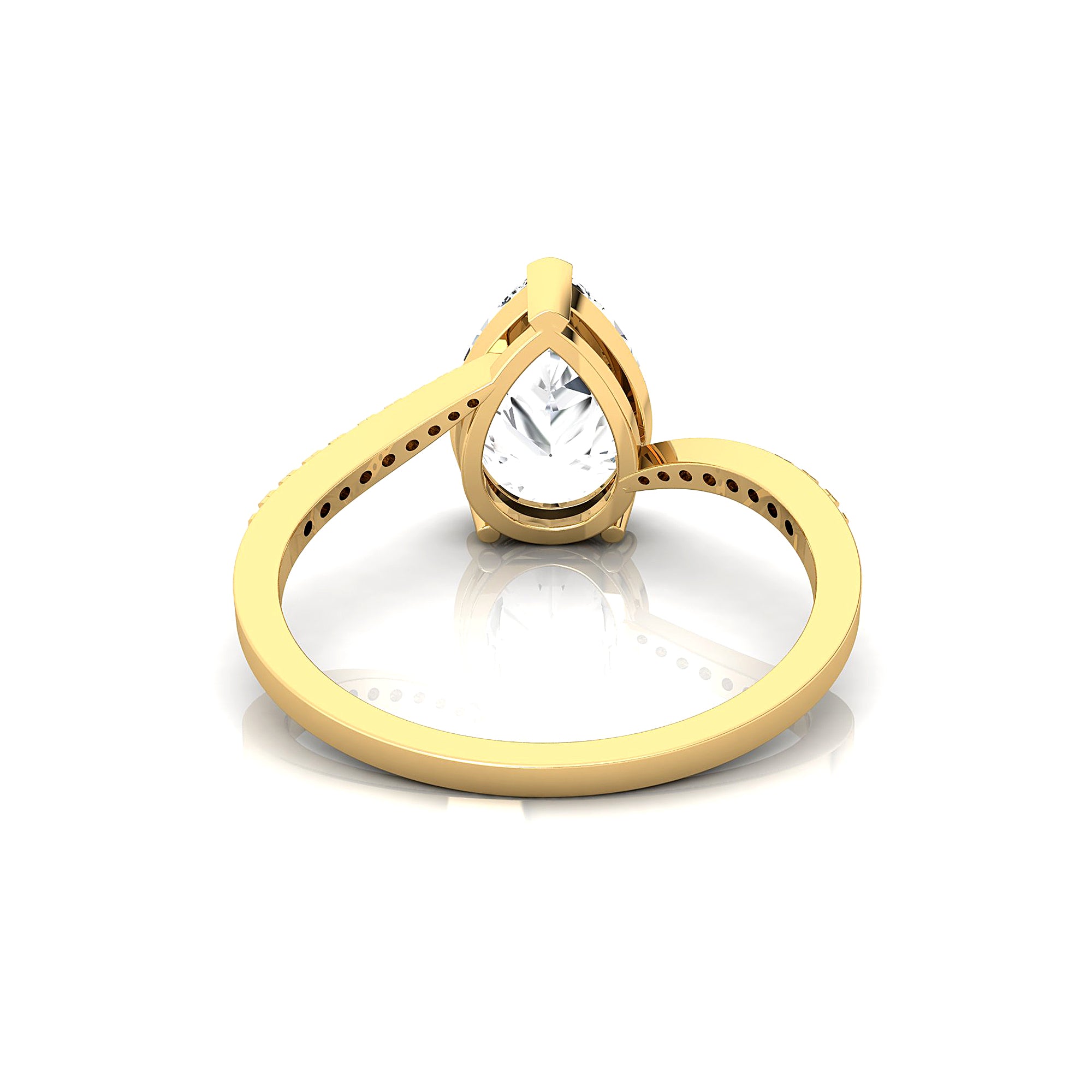 Twisted Up Down Band Pear Shaped Lab Diamond Ring with Accent Diamonds - GeumJewels