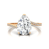 Twisted Up Down Band Pear Shaped Lab Diamond Ring with Accent Diamonds - GeumJewels