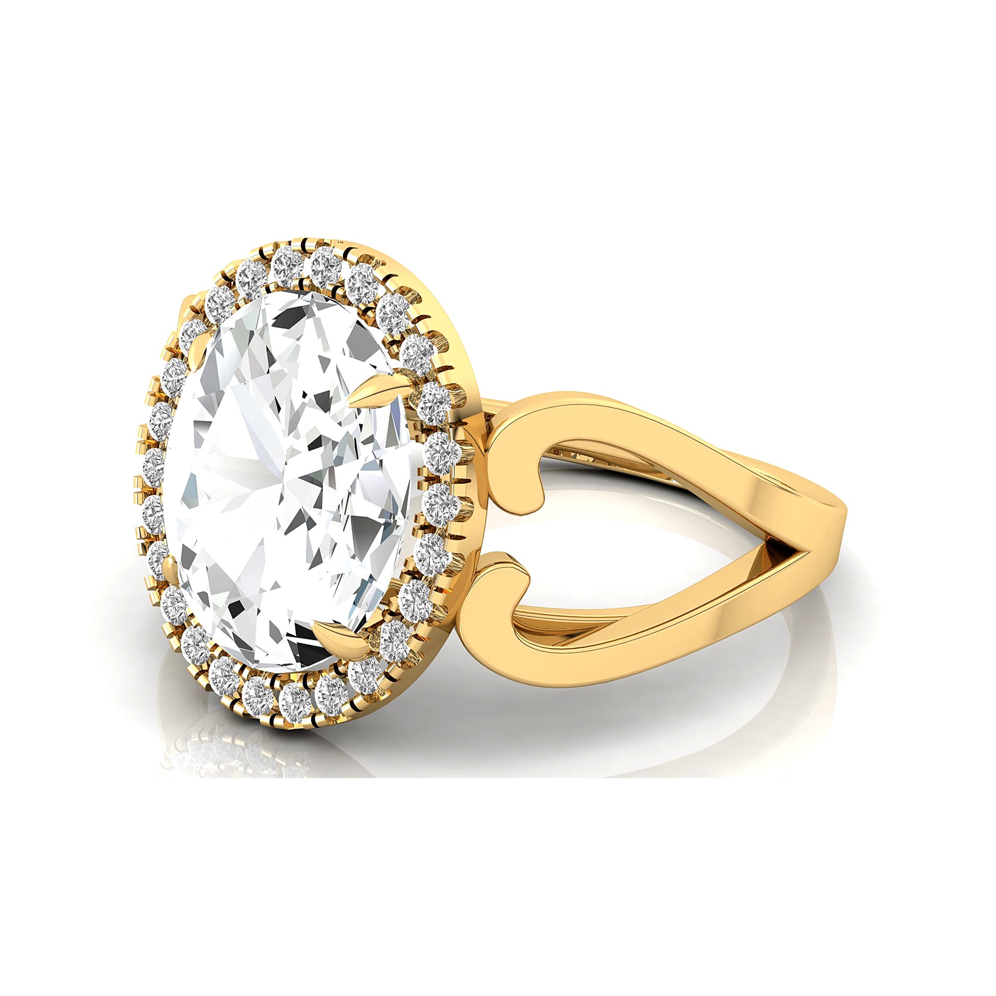 Vintage Love Inspired Oval Lab Diamond Halo Diamond Engagement Ring - GeumJewels