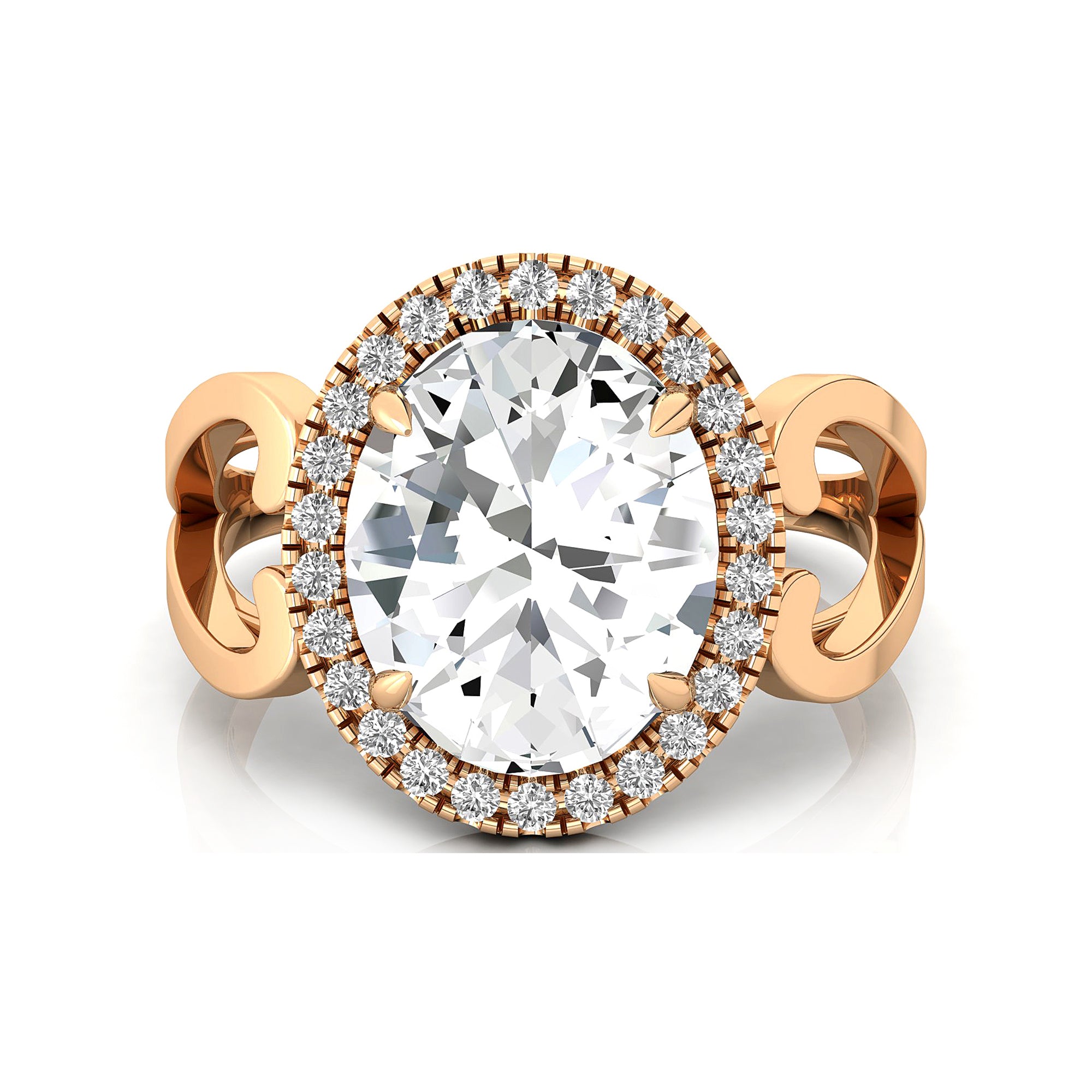 Vintage Love Inspired Oval Lab Diamond Halo Diamond Engagement Ring - GeumJewels