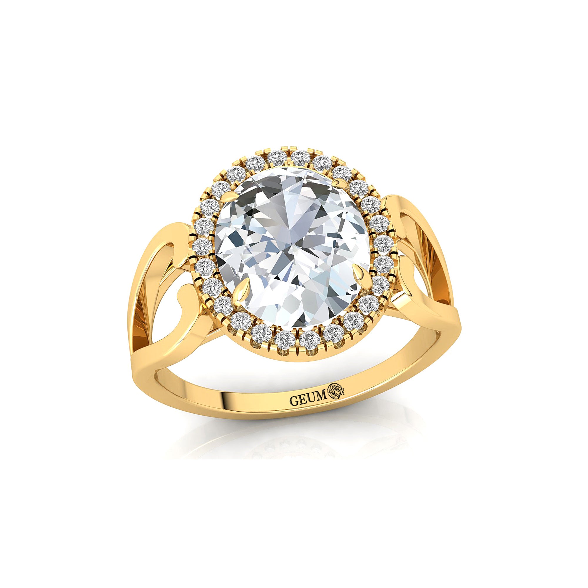 Vintage Love Inspired Oval Lab Diamond Halo Diamond Engagement Ring - GeumJewels