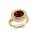 Vintage Style Elongated Oval Garnet Halo Diamond Twisted Ring - GeumJewels