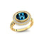 Vintage Style Elongated Oval London Blue Topaz Halo Diamond Twisted Ring - GeumJewels