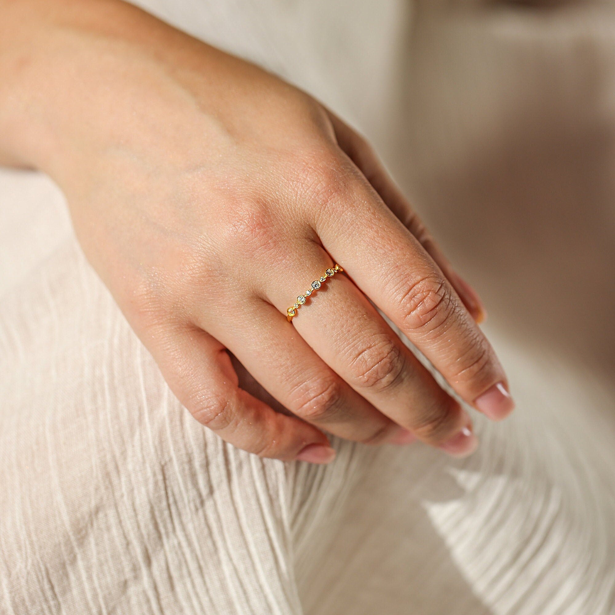 Round Diamonds Full Eternity Gold Band - GeumJewels