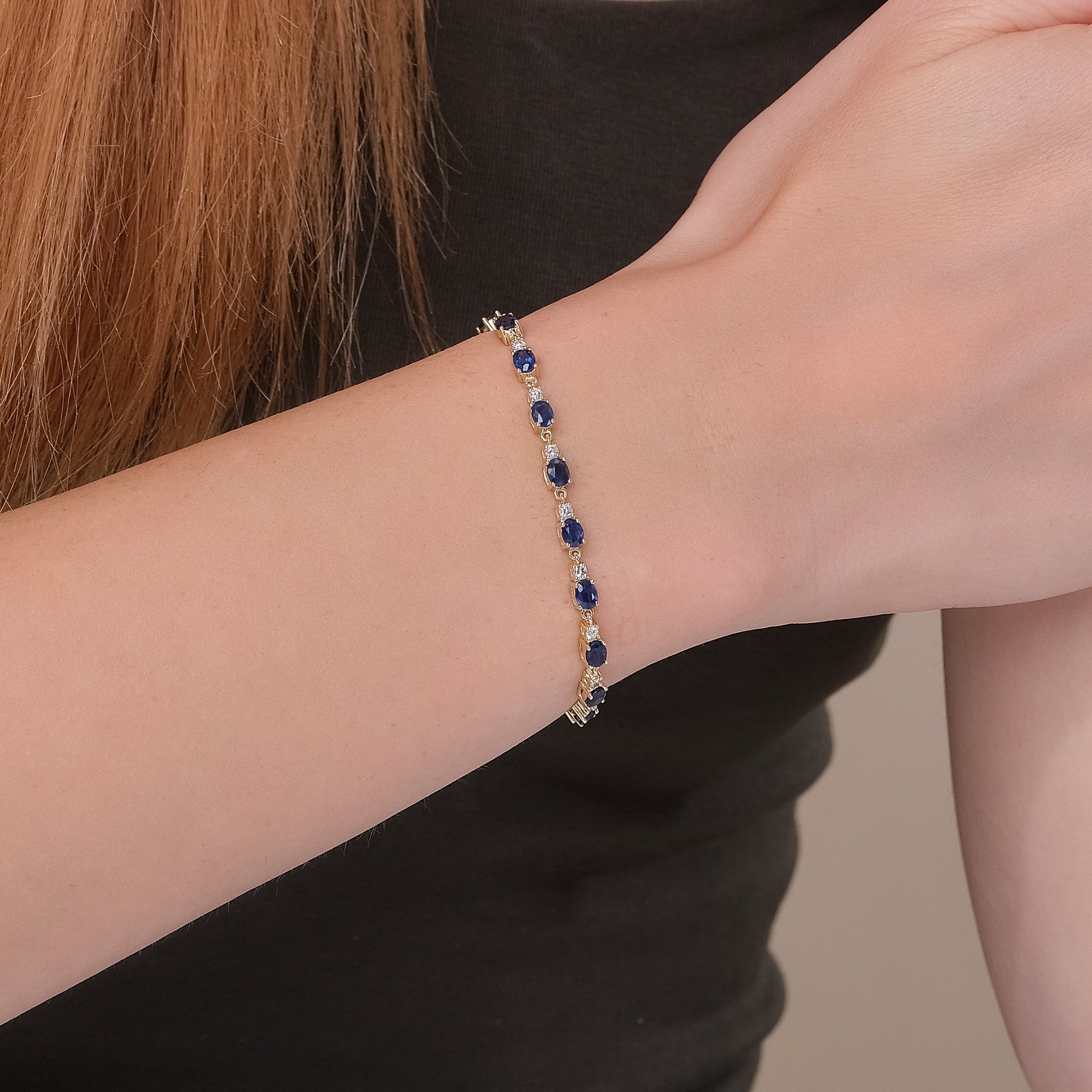 Blue Sapphire Diamond Garland Bracelet - GeumJewels