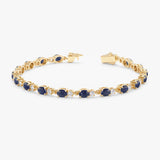 Blue Sapphire Diamond Garland Bracelet - GeumJewels