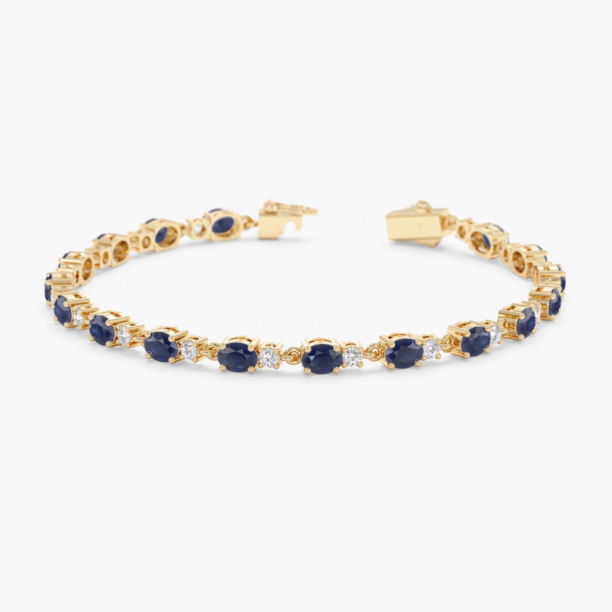 Blue Sapphire Diamond Garland Bracelet - GeumJewels