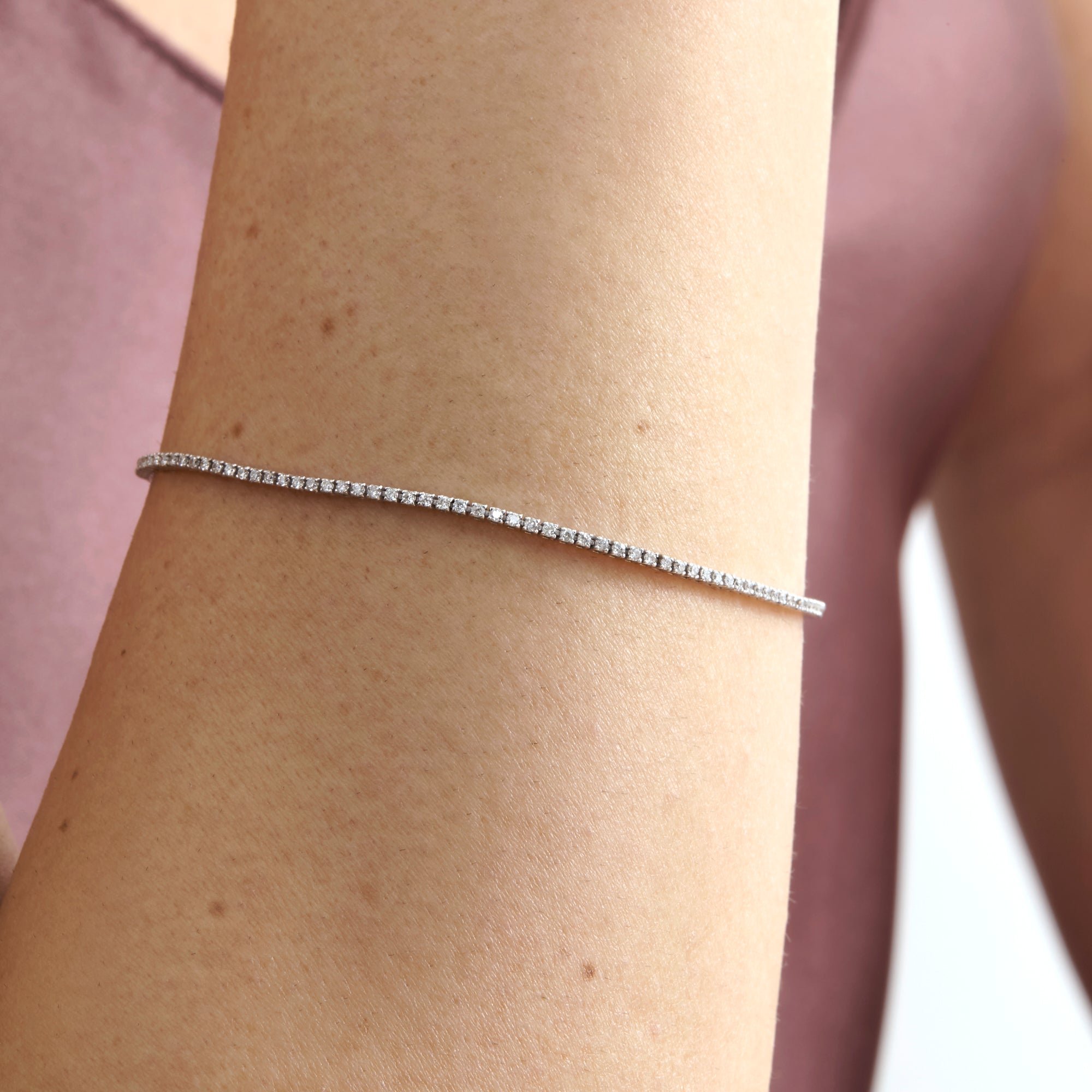 Thin Diamond Tennis Bracelet - GeumJewels