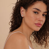 Emerald Diamond Halo Stud Earrings - GeumJewels