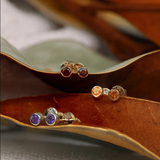 Natural Birthstone Stud Earrings, Vienna - Geum Jewels