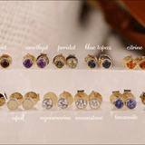 Natural Birthstone Stud Earrings, Vienna - Geum Jewels