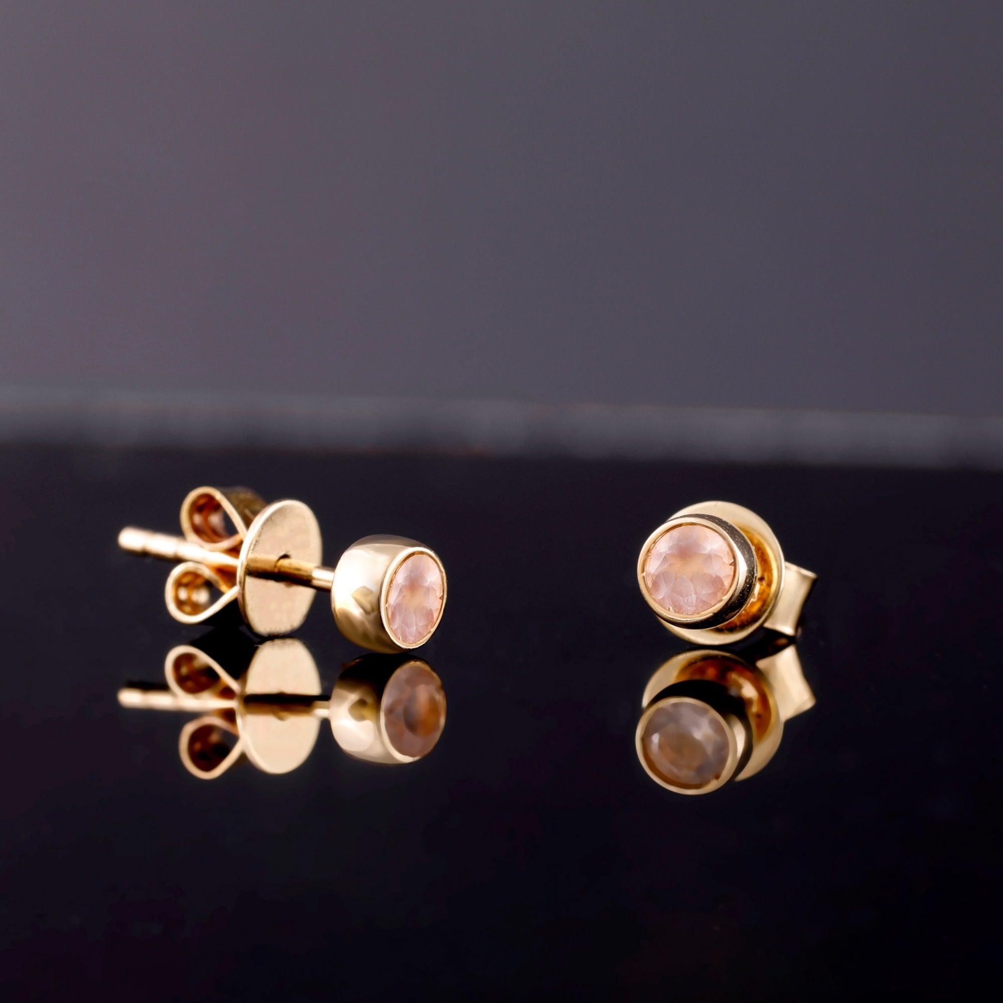 Natural Birthstone Stud Earrings, Vienna - Geum Jewels