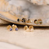Natural Birthstone Stud Earrings, Vienna - Geum Jewels