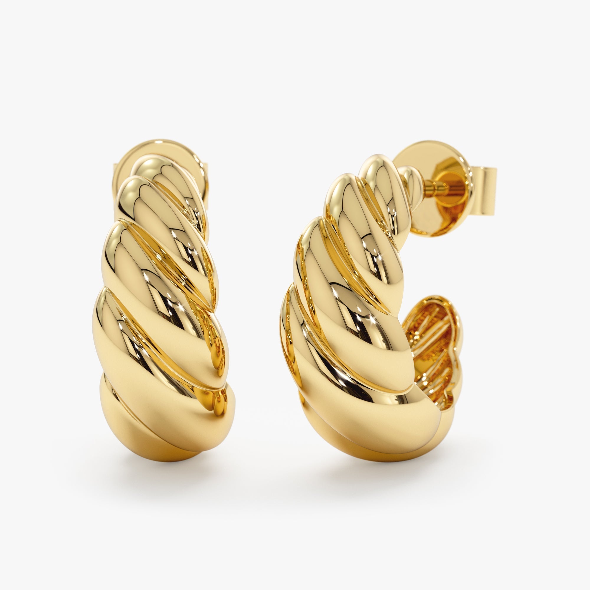 Solid Gold Croissant Huggies, Avalon - GeumJewels