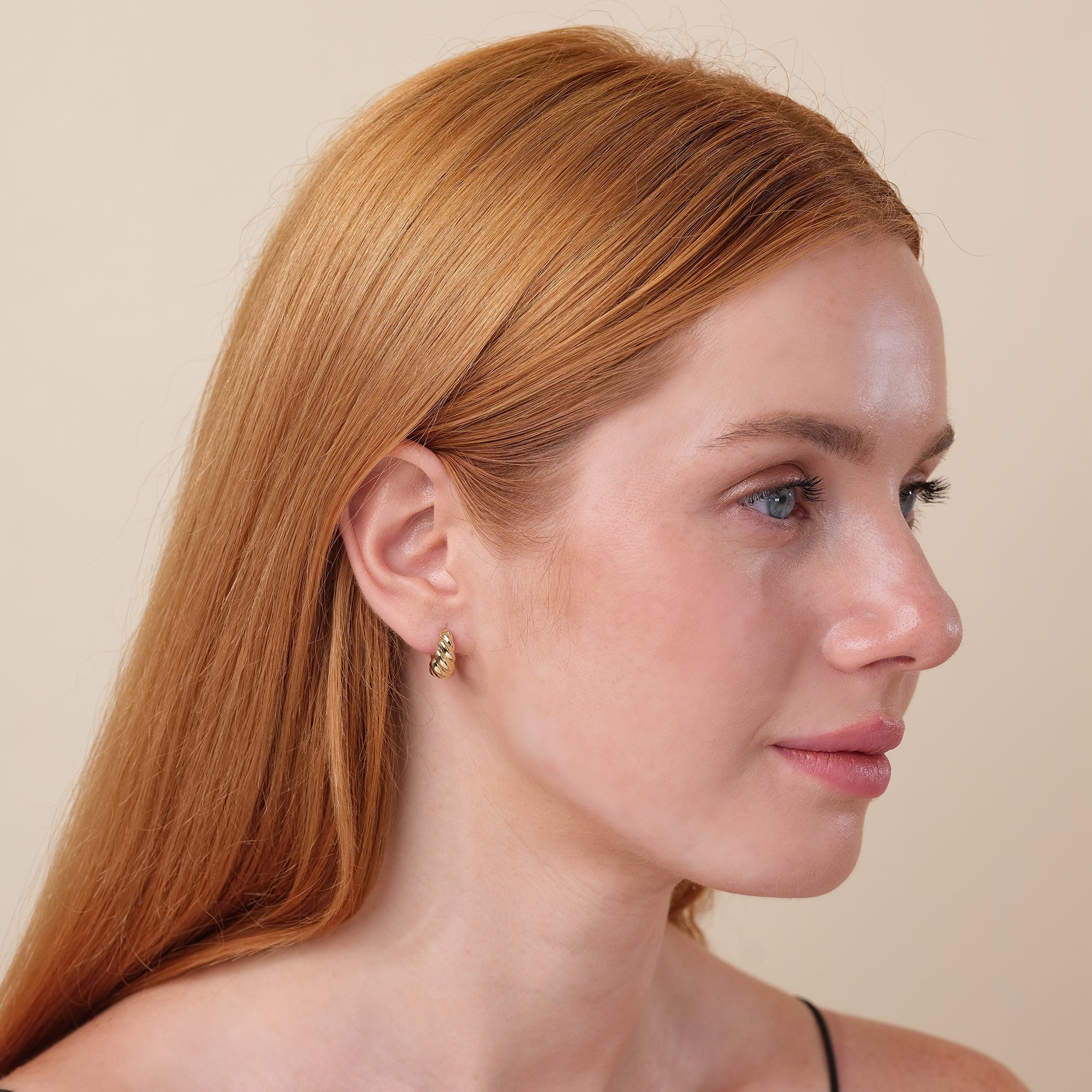 Solid Gold Croissant Huggies, Avalon - GeumJewels