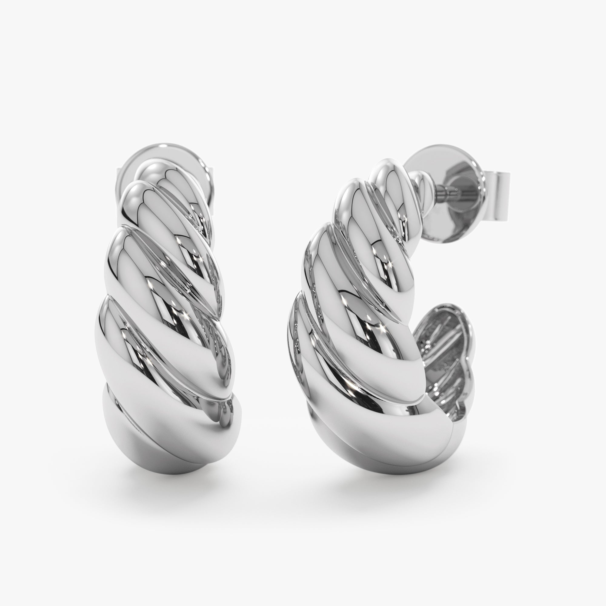 Solid Gold Croissant Huggies, Avalon - GeumJewels