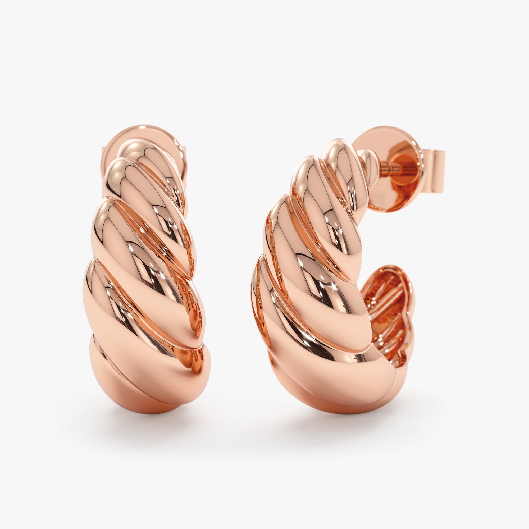 Solid Gold Croissant Huggies, Avalon - GeumJewels