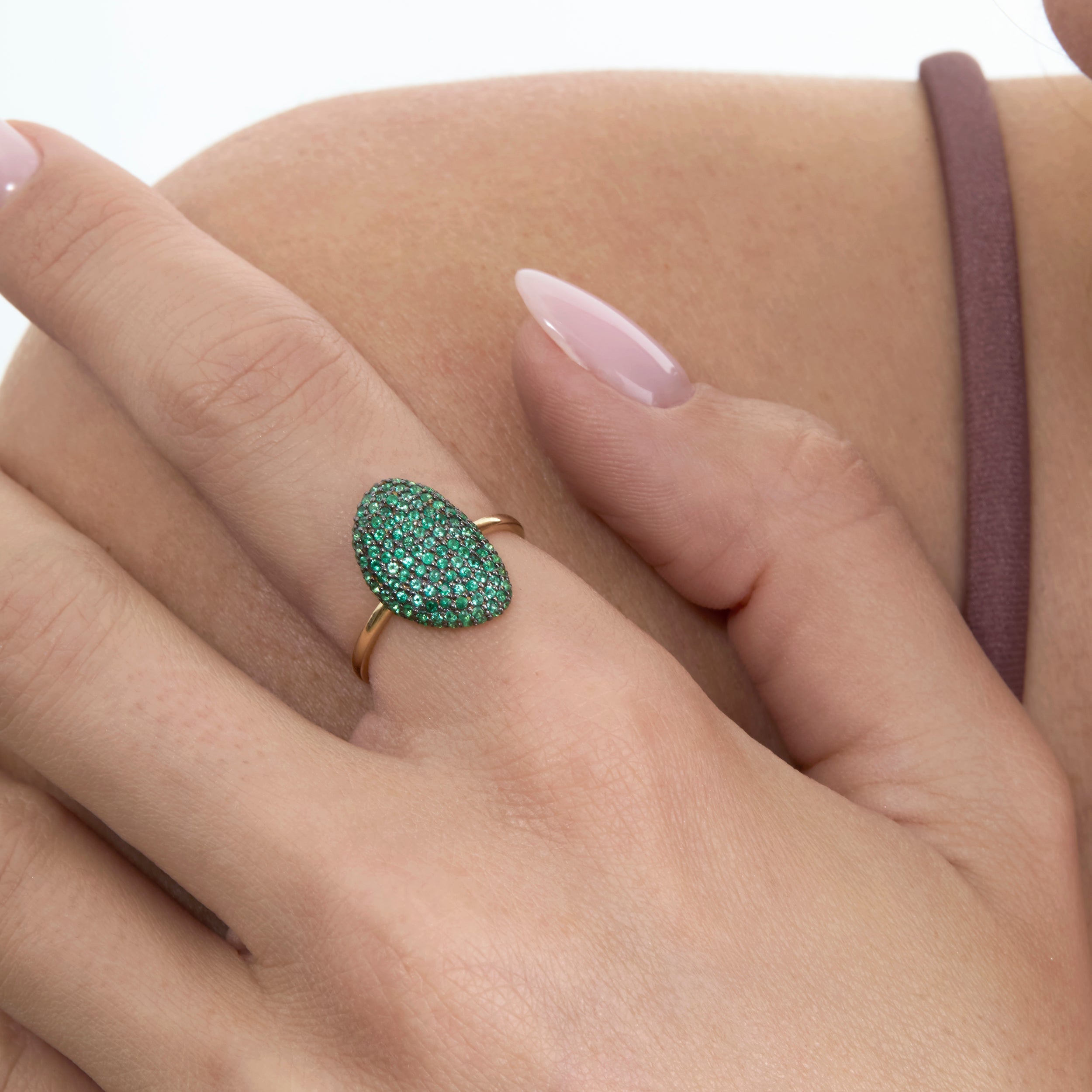 Unique Pave Emerald Ring, Rahma