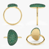 Unique Pave Emerald Ring, Rahma - Geum Jewels