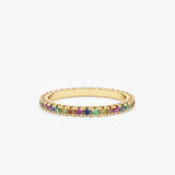 Prong Rainbow Sapphire Eternity Ring - GeumJewels