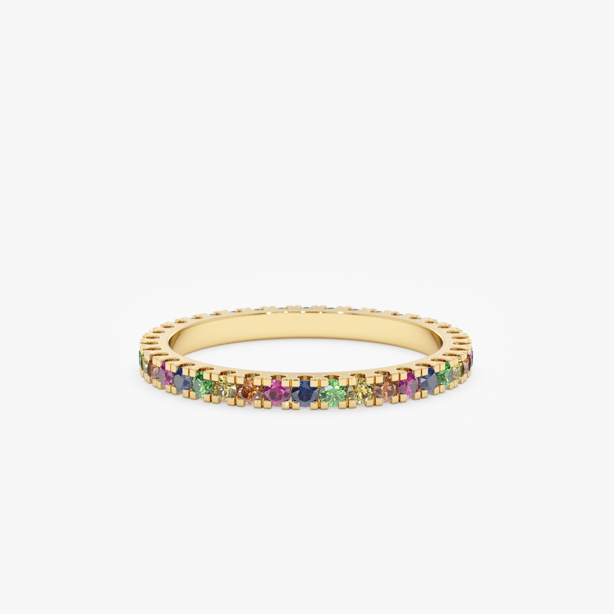 Prong Rainbow Sapphire Eternity Ring - GeumJewels