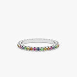 Prong Rainbow Sapphire Eternity Ring - GeumJewels