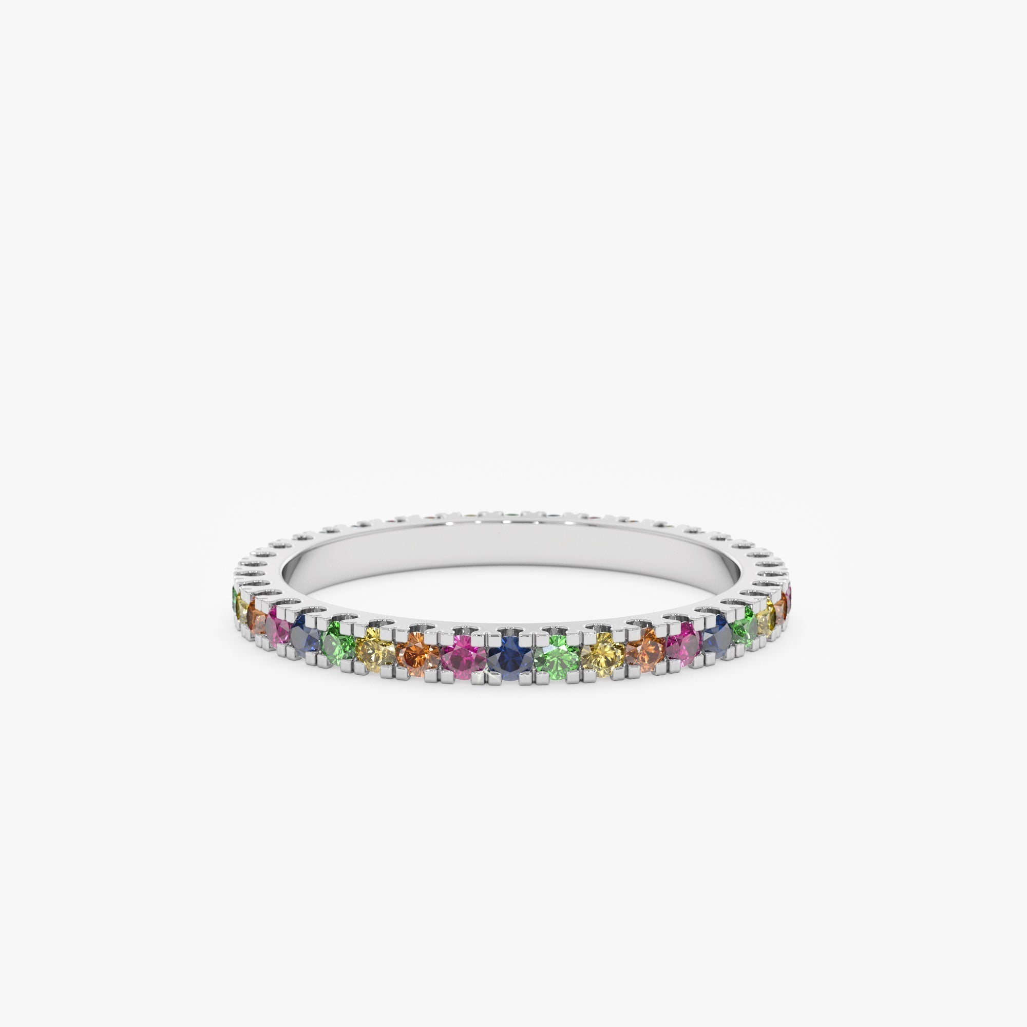 Prong Rainbow Sapphire Eternity Ring - GeumJewels