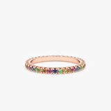 Prong Rainbow Sapphire Eternity Ring - GeumJewels