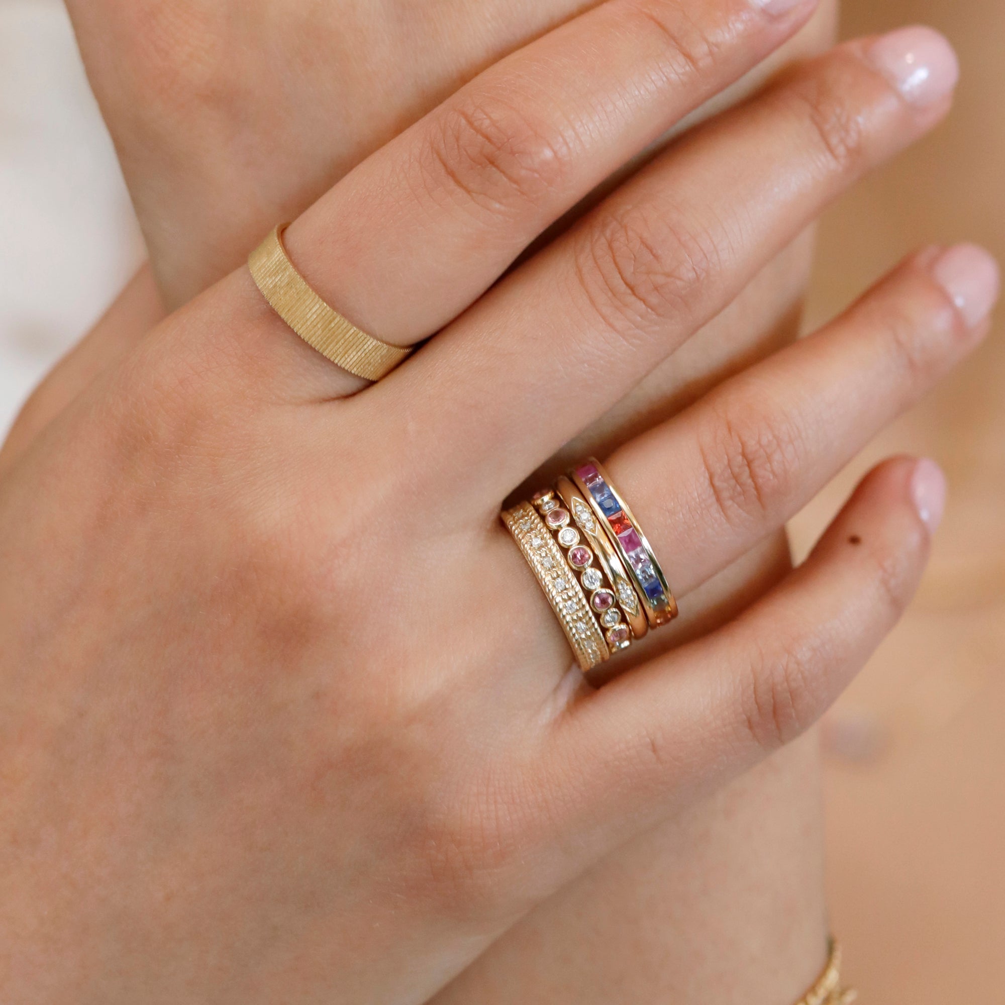 Rainbow Sapphire Eternity Ring - GeumJewels