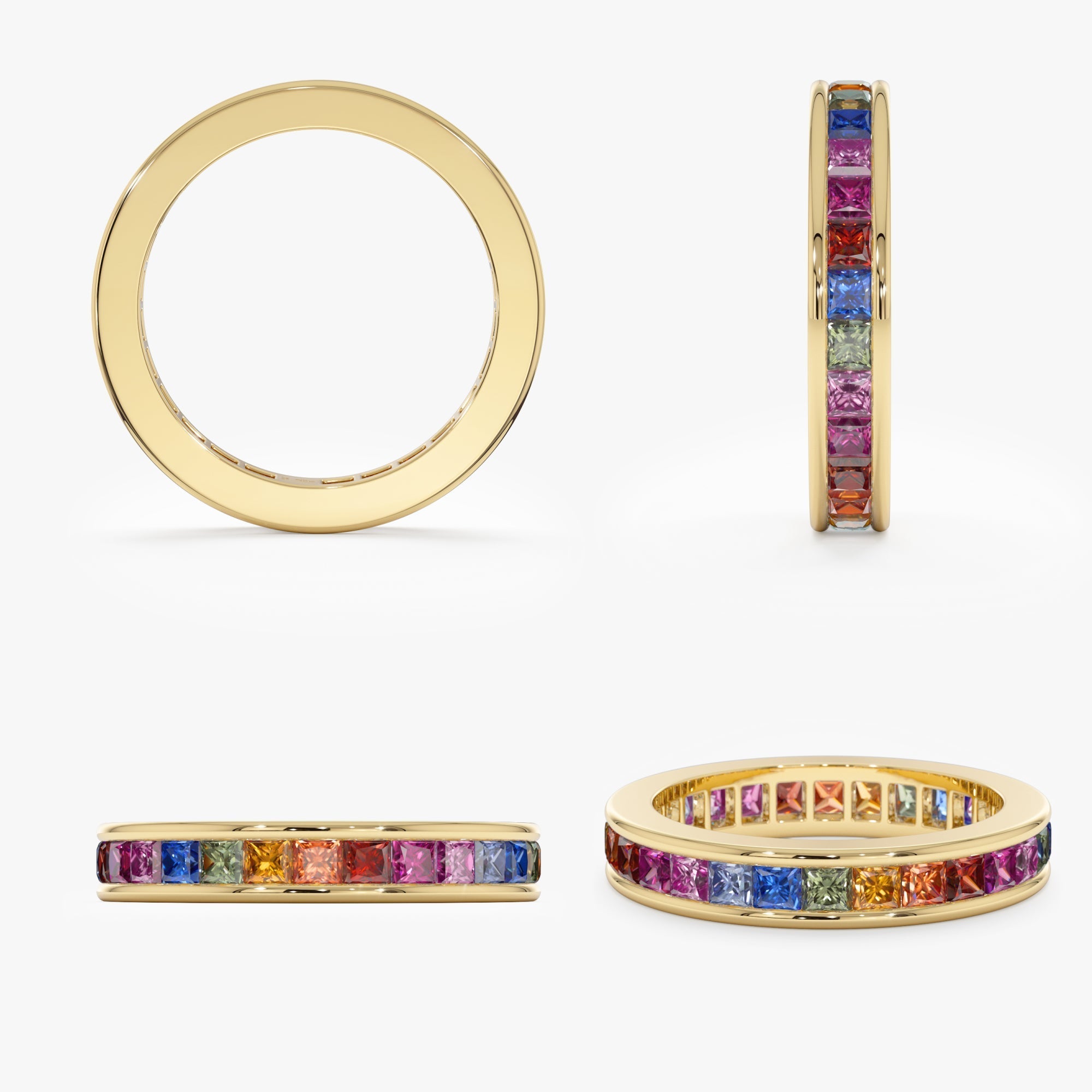 Rainbow Sapphire Eternity Ring - GeumJewels