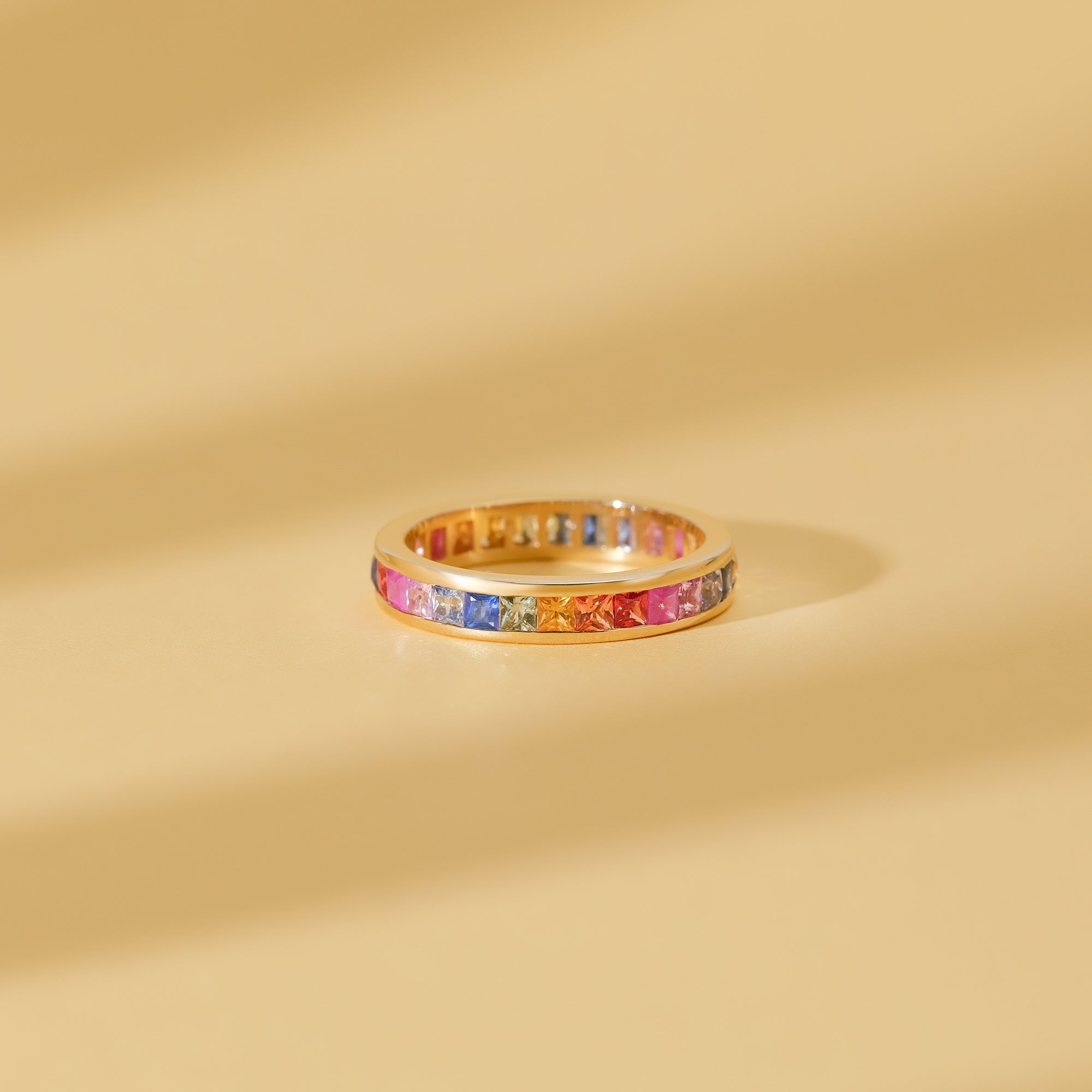 Rainbow Sapphire Eternity Ring - GeumJewels