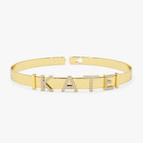 14K 5MM Sliding Diamond Initials Bangle