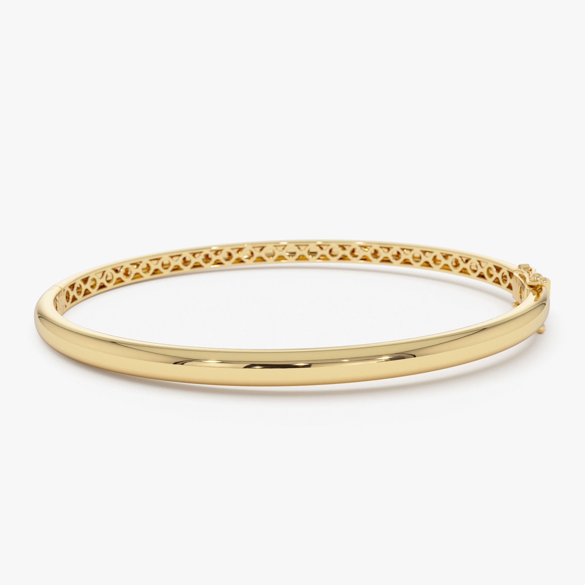 14k 3.5MM Dome Gold Bangle Bracelet - GeumJewels