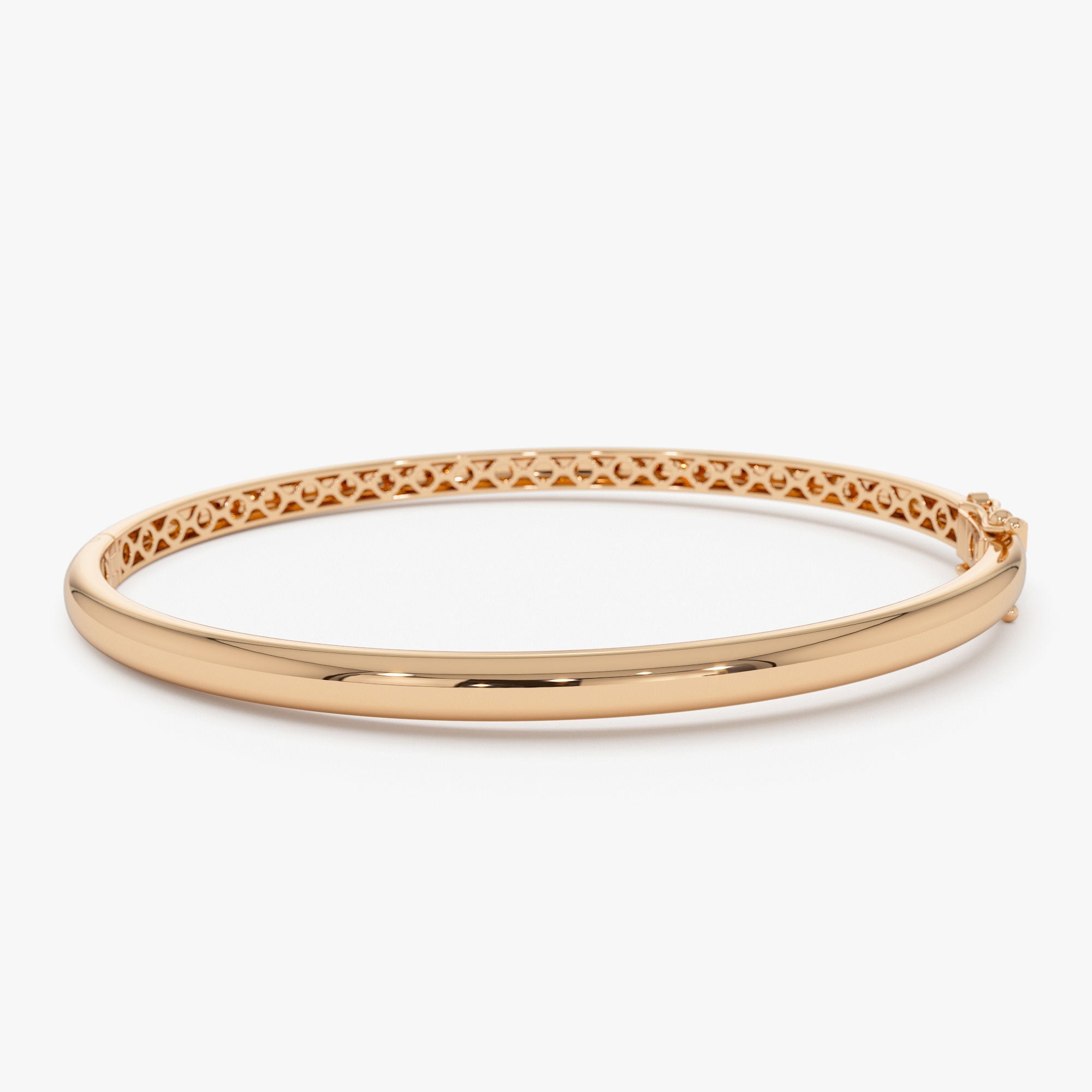 14k 3.5MM Dome Gold Bangle Bracelet - GeumJewels