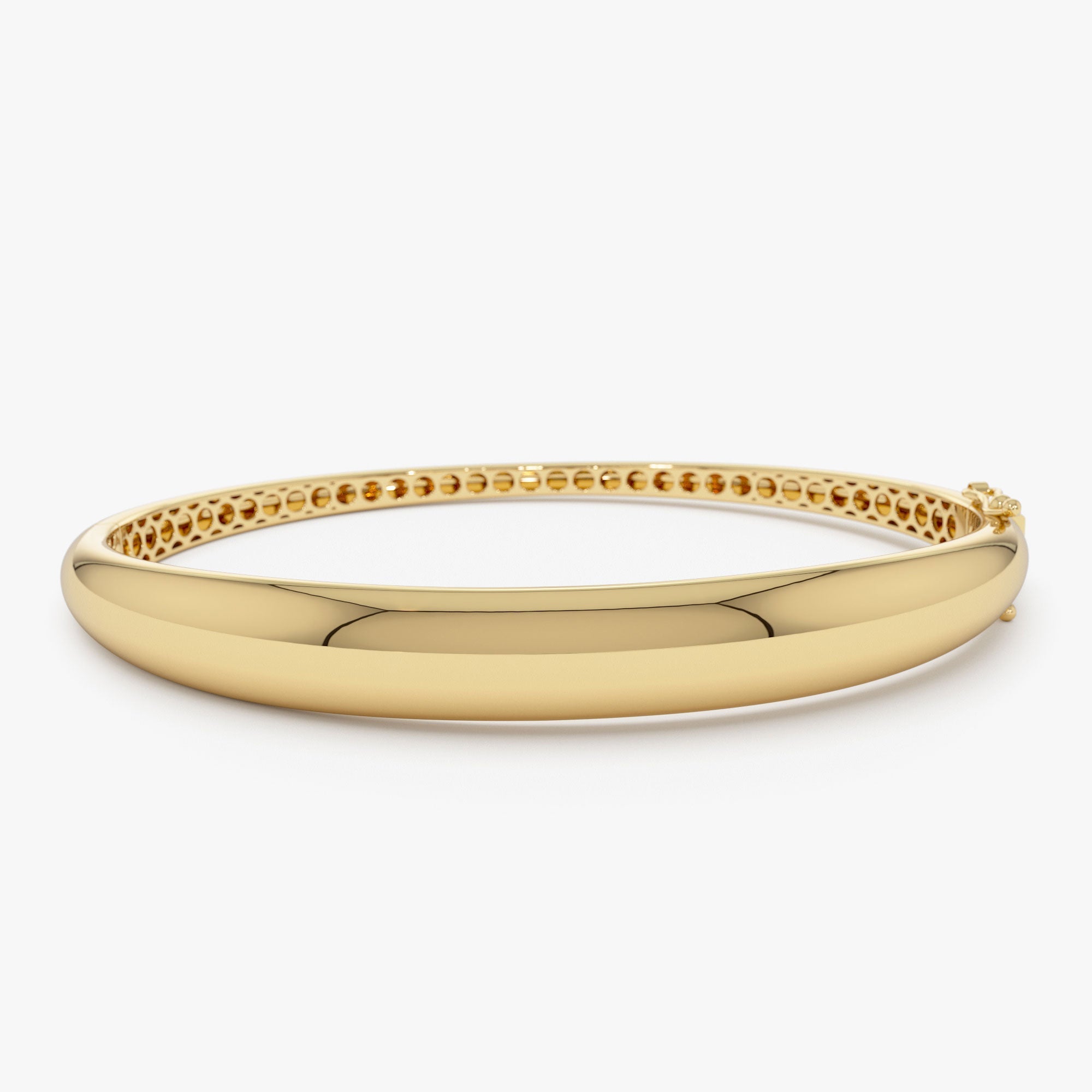 14K 7.5MM Classic Dome Gold Bangle Bracelet - GeumJewels