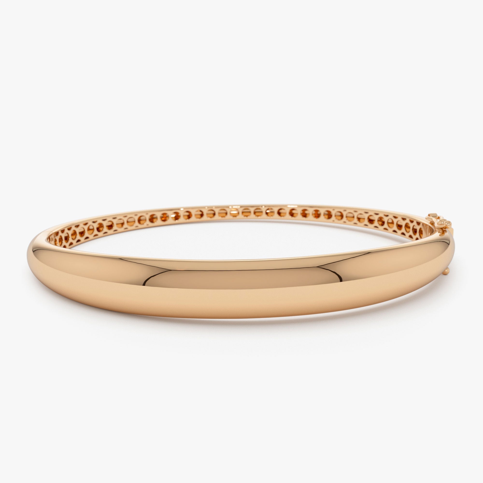 14K 7.5MM Classic Dome Gold Bangle Bracelet - GeumJewels