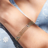 14k Gold Cuban Link Bracelet w/ Bezel Setting Emerald - GeumJewels