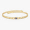 14k Gold Cuban Link Bracelet w/ Bezel Setting Sapphire - GeumJewels